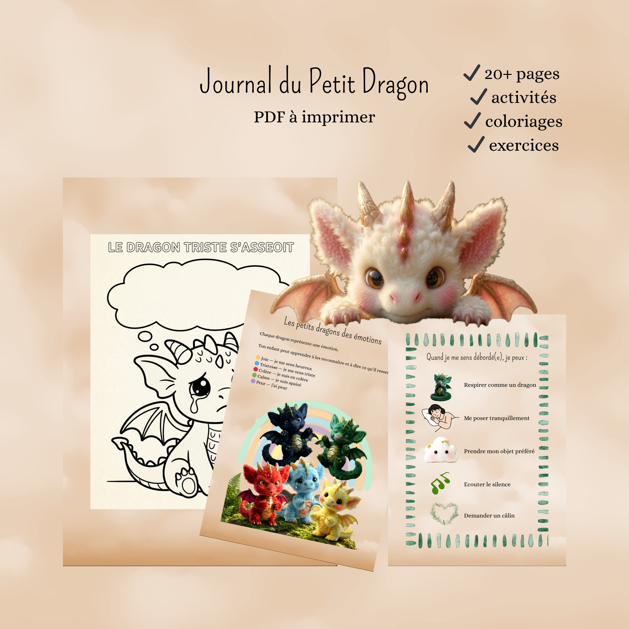 Kit émotions enfant PDF | Journal des émotions enfant | Activités émotions enfant | Outil gestion colère enfant | Coin calme enfant