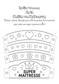 Couronne "Super Maîtresse" à Colorier et Découper - Kit PDF Imprimable Cadeau Fin d'Année