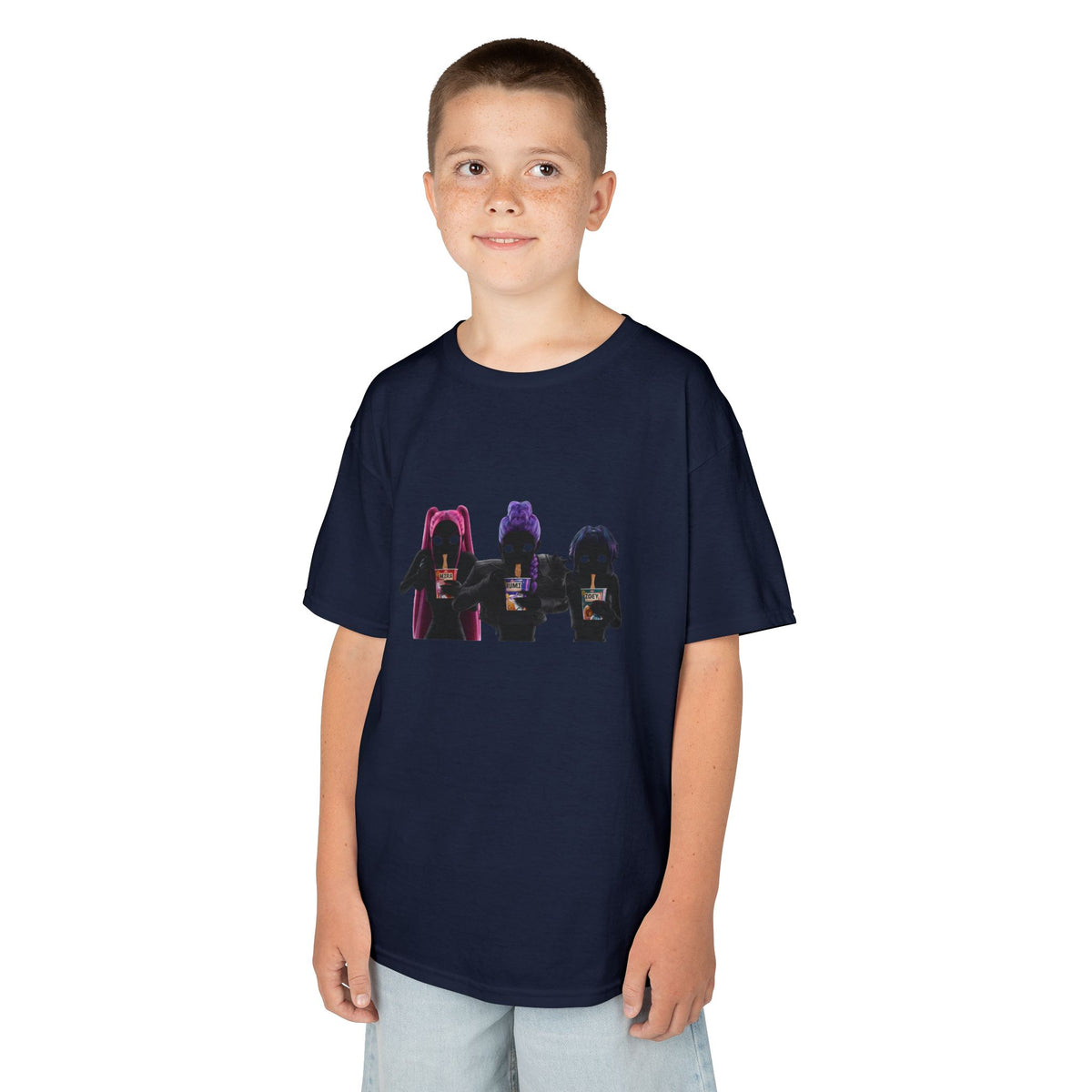 T-shirt Enfant K-Pop & Fantaisie – Trio de Personnages