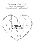 Le Puzzle du Merci Maîtresse – Activité Manuelle & Cadeau Fin d’Année Imprimable