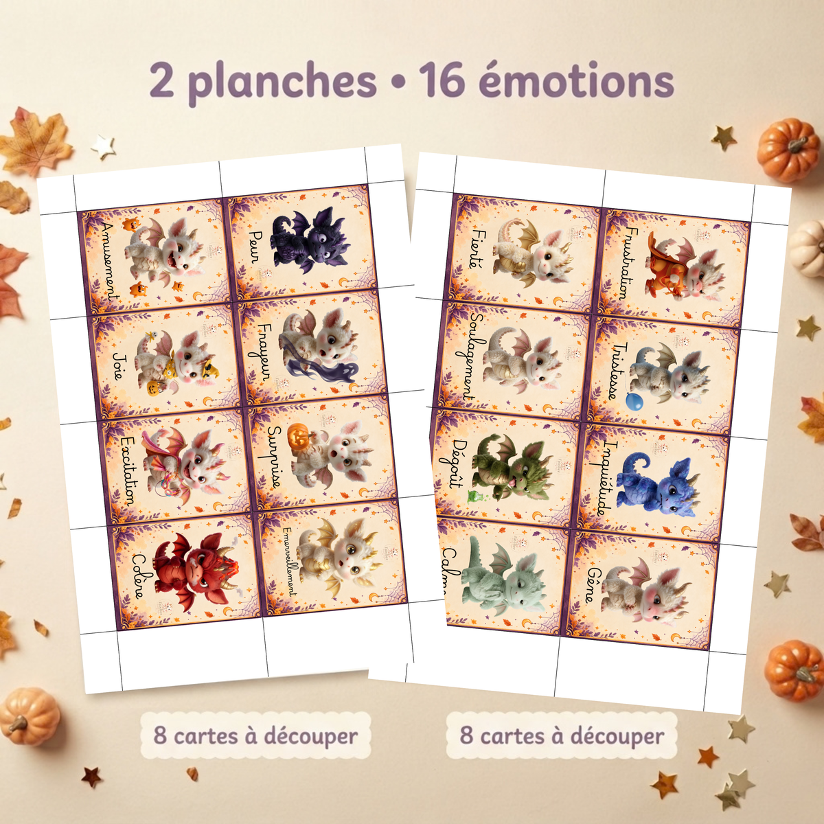 Cartes émotions Halloween enfant – 16 cartes à imprimer