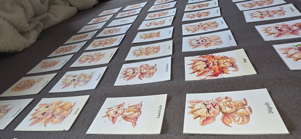 Set of 48 children's emotion cards | Preschool educational tool | Children's emotion management | Dragon educational cards | Montessori emotions