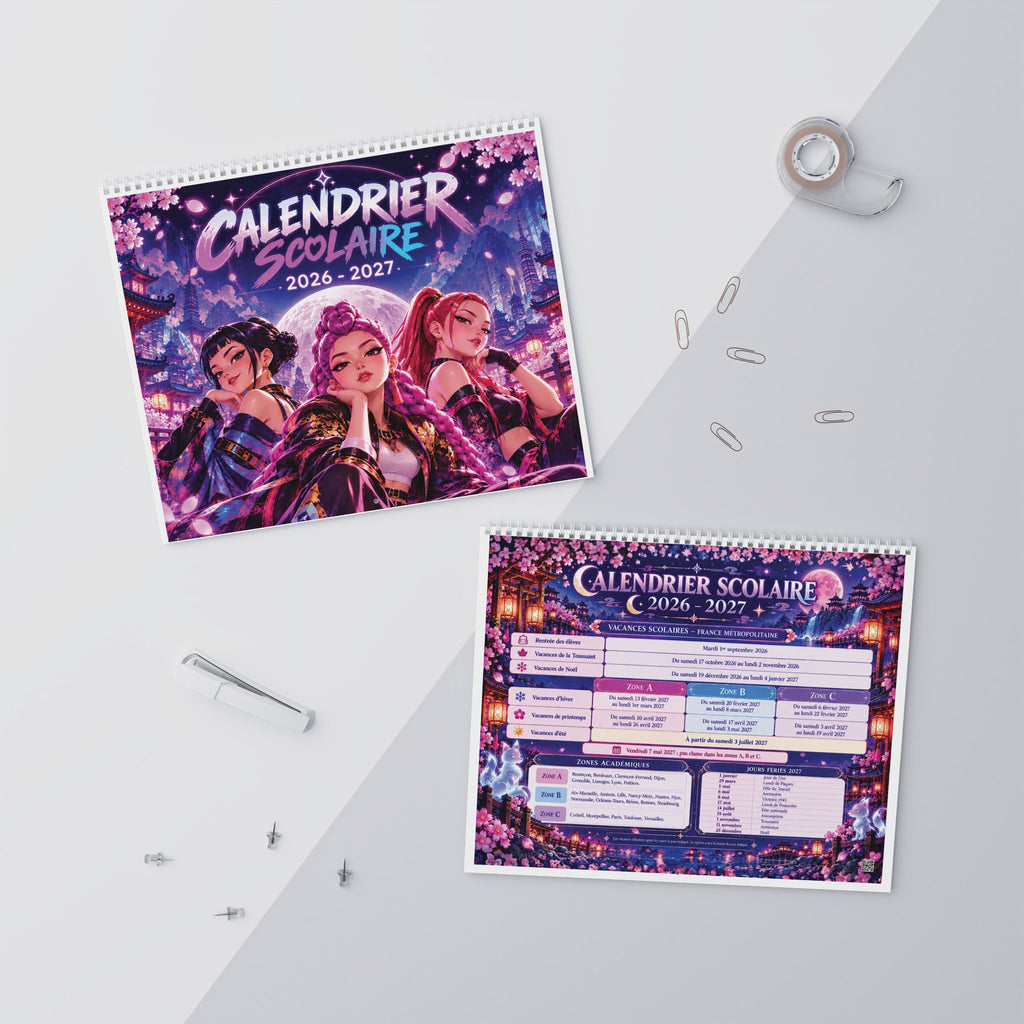 Calendrier scolaire 2026-2027 – K-pop fantastique – Zones A B C