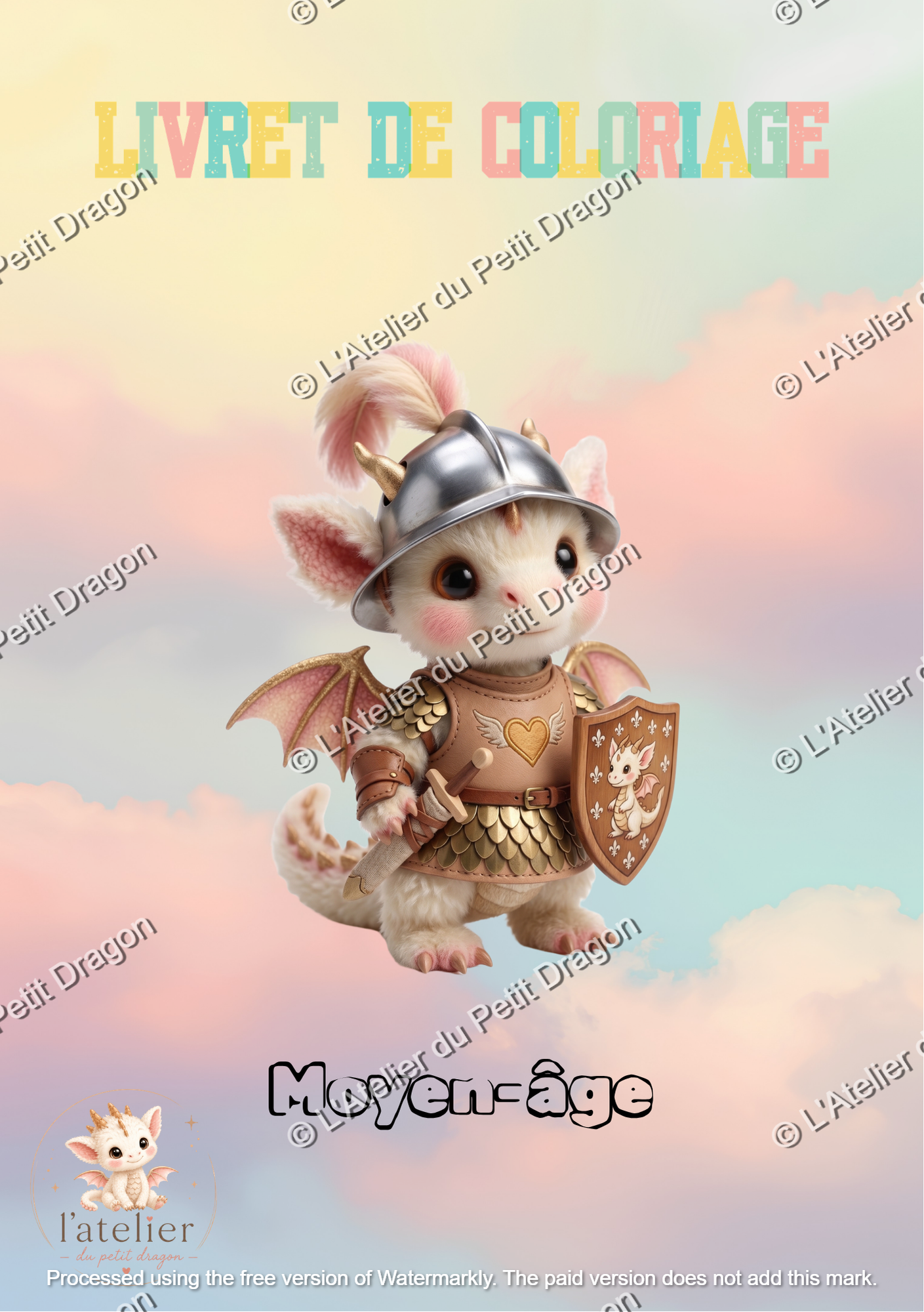 ⚔️ "Knights & Middle Ages" Coloring Book | Kawaii Dragon | Kids' A5 PDF Activity