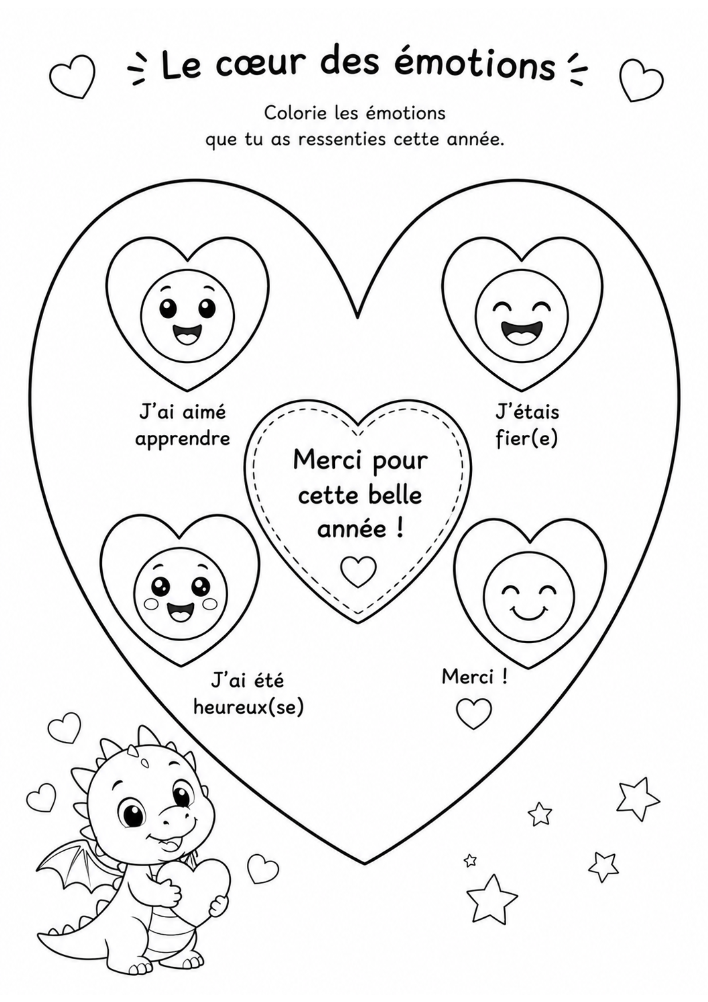 Coloriage Émotions Fin d'Année Scolaire – Kit PDF Imprimable Enfant & Maternelle