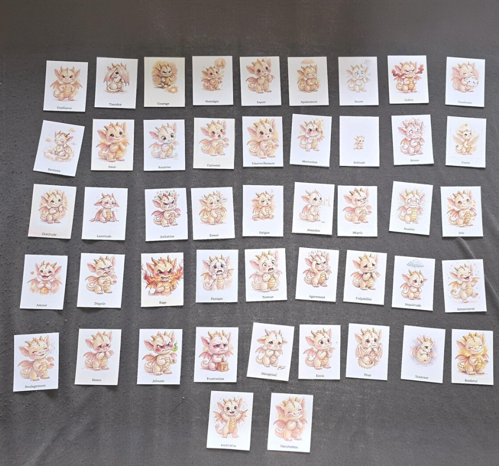 Jeu de 48 cartes émotions enfant | Outil pédagogique maternelle | Gestion émotions enfant