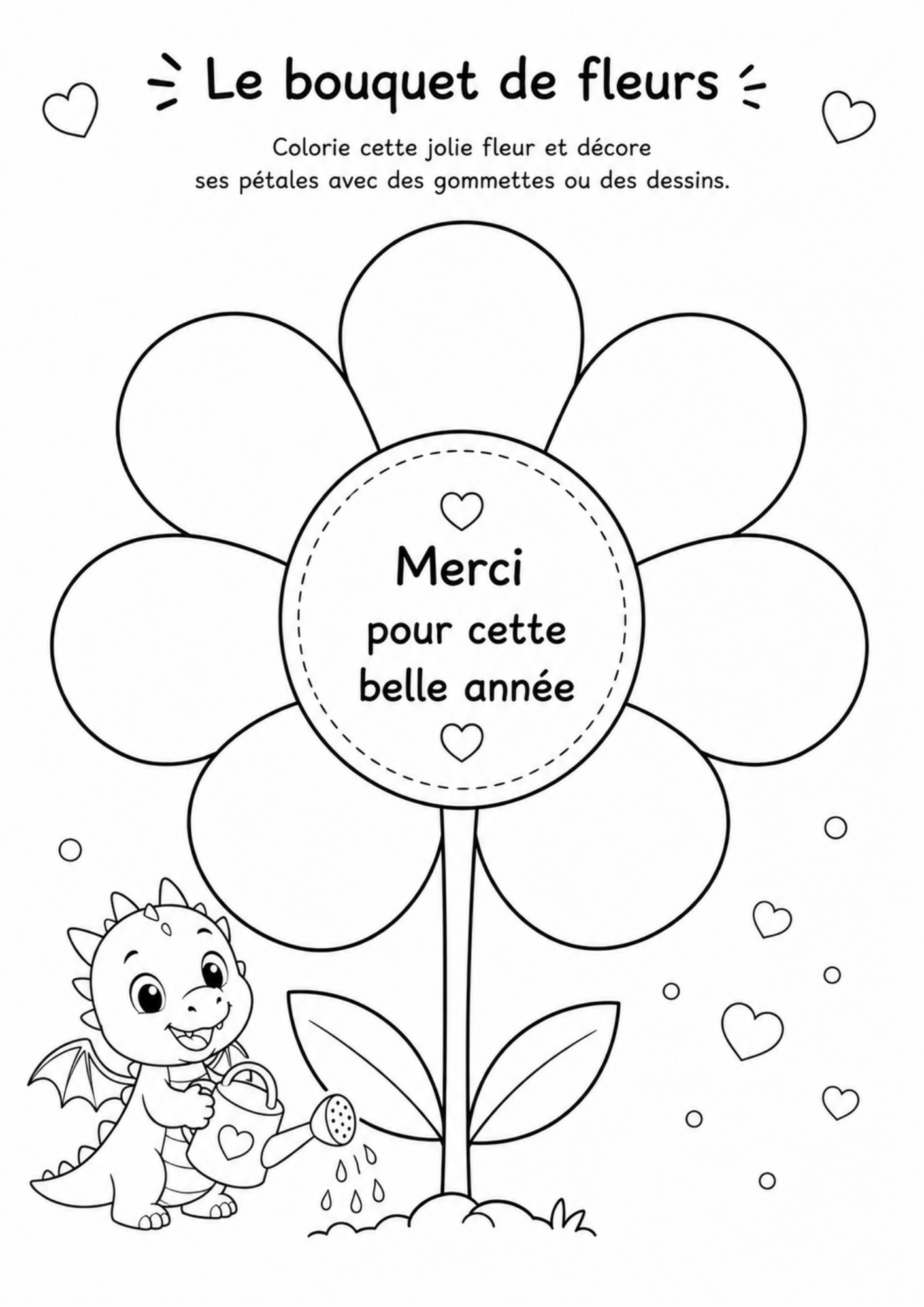 Coloriage à Imprimer Fin d'Année - Bouquet de Fleurs à Décorer