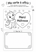 Carte Maîtresse à Colorier et Imprimer - Cadeau Fin d'Année Scolaire DIY Enfant - PDF