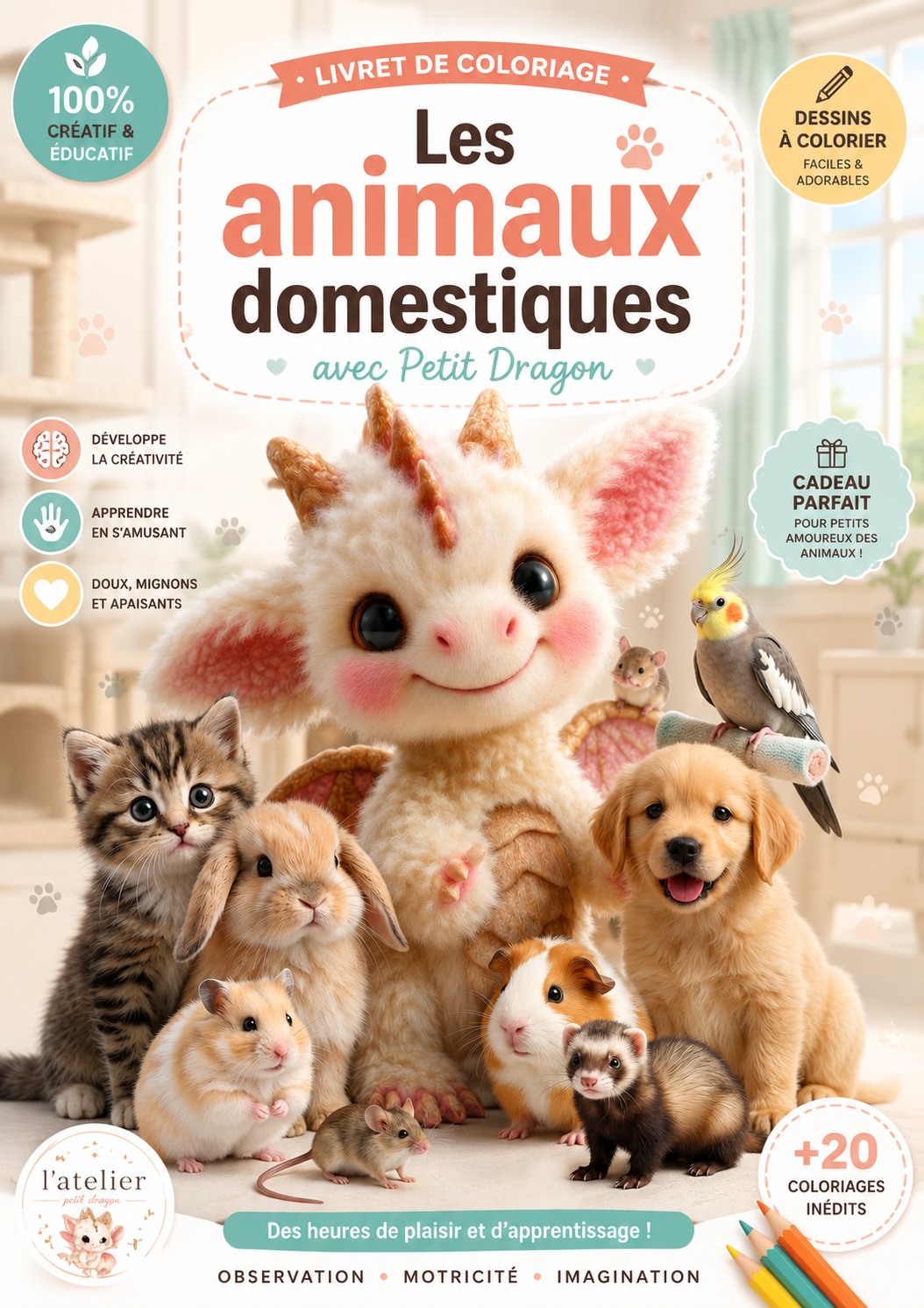 Livret émotions animaux domestiques bébé | Jeu éducatif à scratch Montessori dès 1 an