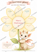 Le Tournesol Géant Merci Maîtresse – Affiche souvenir à remplir | Cadeau fin d'année | PDF à imprimer