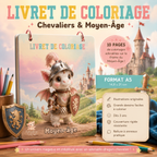 ⚔️ "Knights & Middle Ages" Coloring Book | Kawaii Dragon | Kids' A5 PDF Activity
