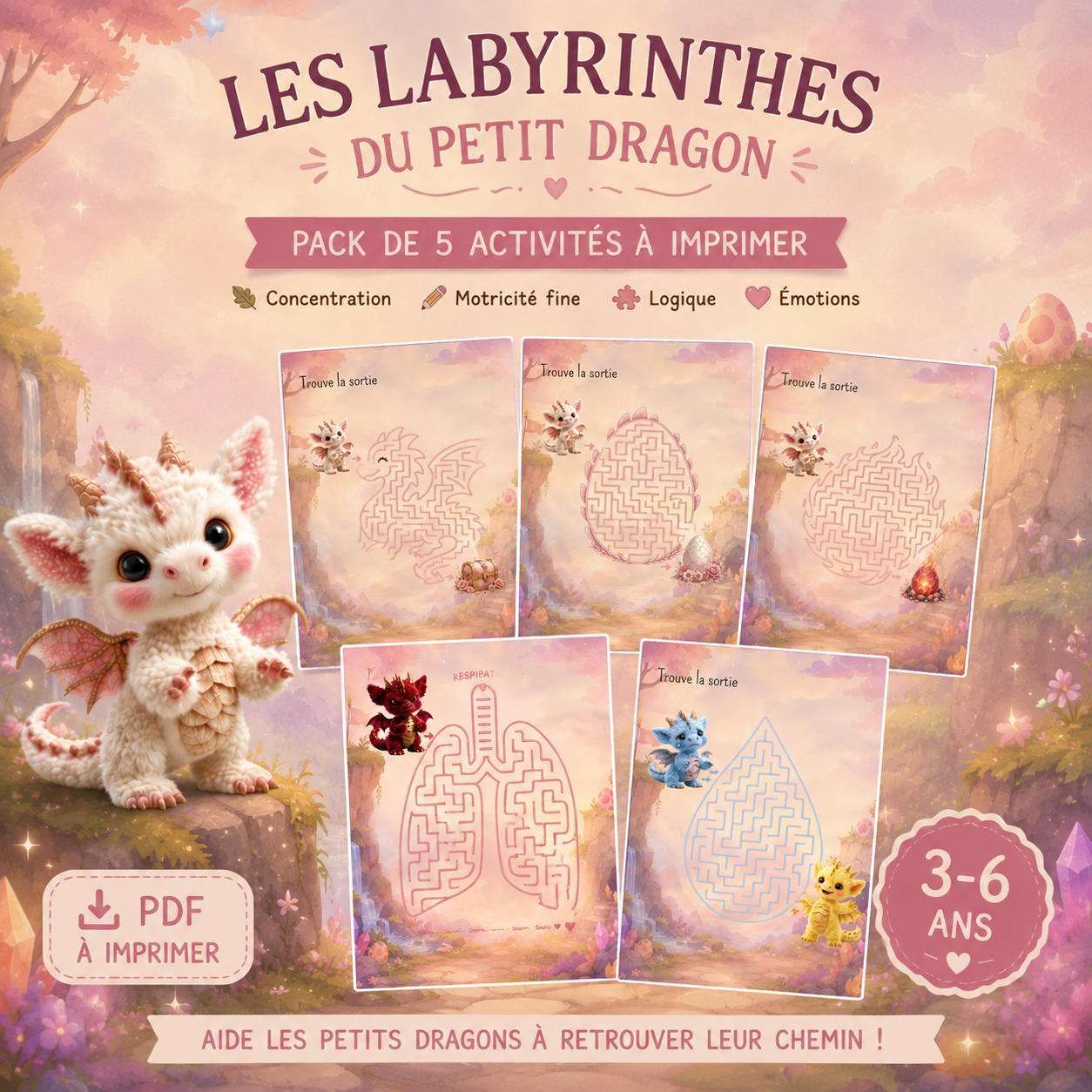 Les Labyrinthes du Petit Dragon | Pack d’activités PDF à imprimer