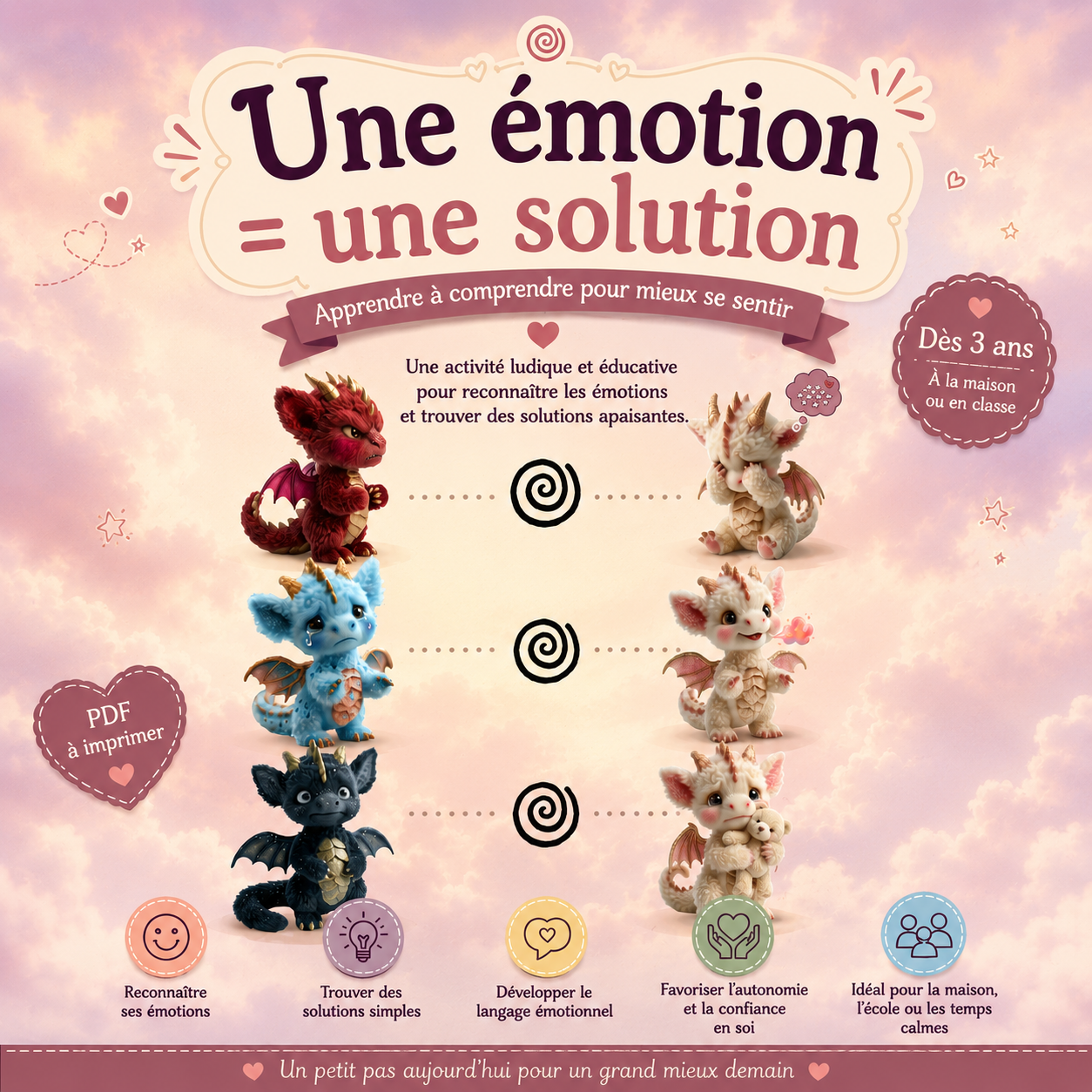 Une émotion, une solution | Jeu éducatif sur les émotions à imprimer