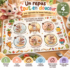 Set de table enfant « Les étapes du repas de mon P’tit Dragon » 🐉🍽️