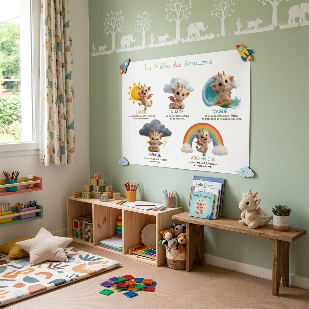 🌈 Poster « La Météo des Émotions » – Avec nos adorables dragons ! 🐉✨