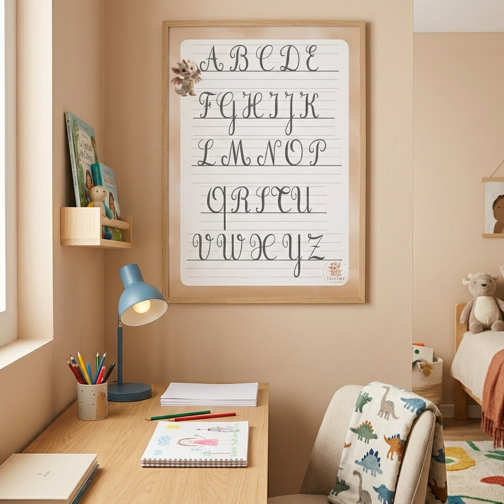 Poster Éducatif Majuscules Cursives – Apprentissage de l'Écriture