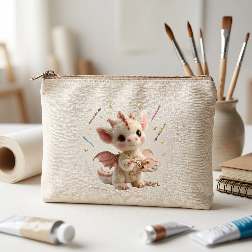 🎨 Pochette zippée « Petit Dragon Artiste »