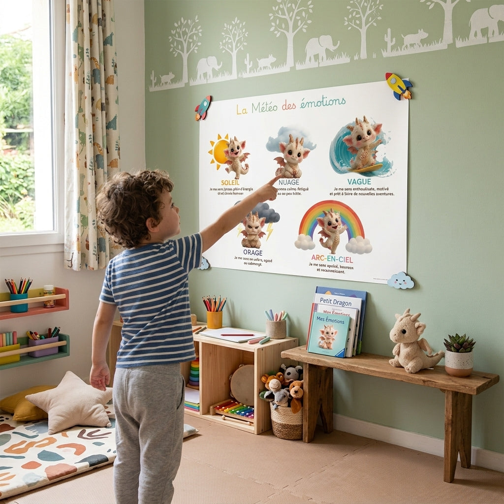 🌈 Poster « La Météo des Émotions » – Avec nos adorables dragons ! 🐉✨