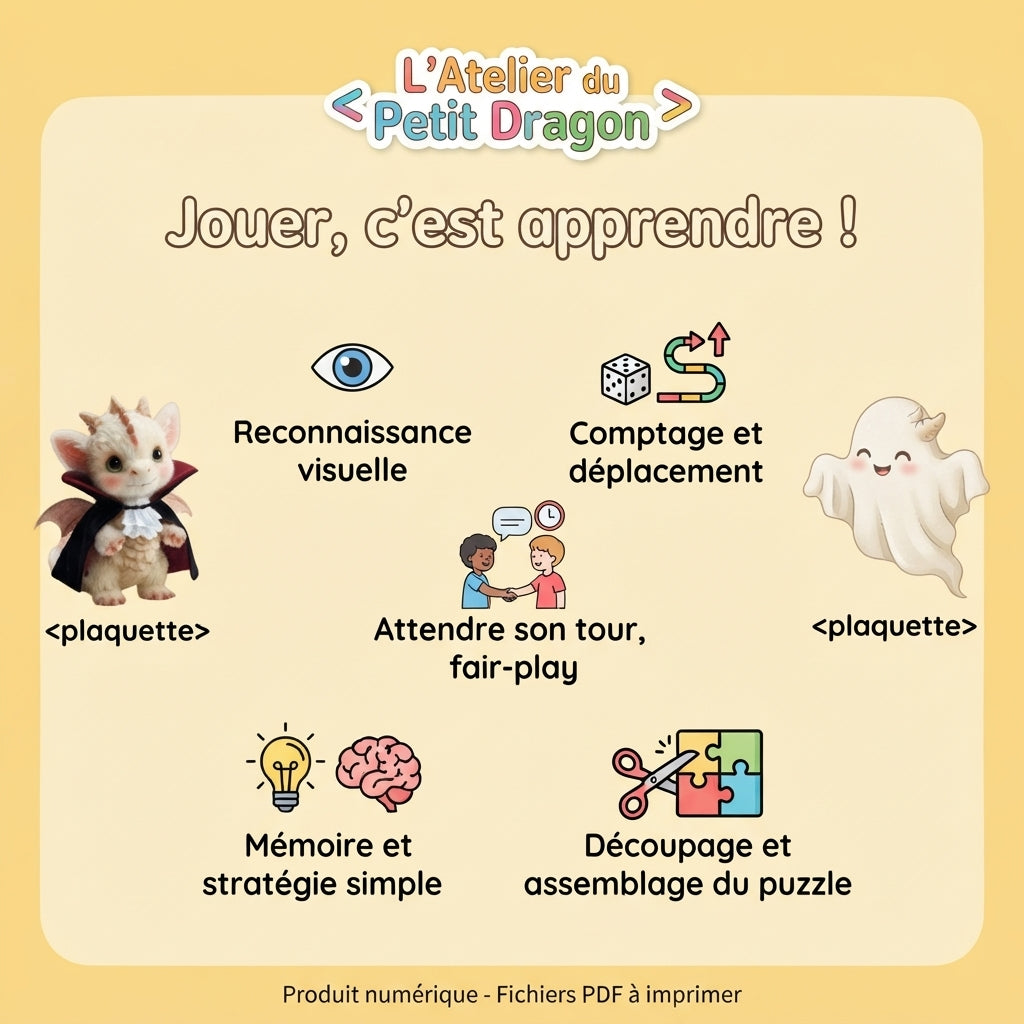 Bouh ! à la citrouille ! – Jeu de plateau Halloween pour enfants, 2 à 4 joueurs – PDF à imprimer