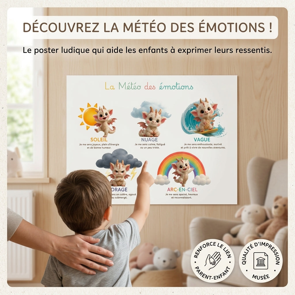 🌈 Poster « La Météo des Émotions » – Avec nos adorables dragons ! 🐉✨