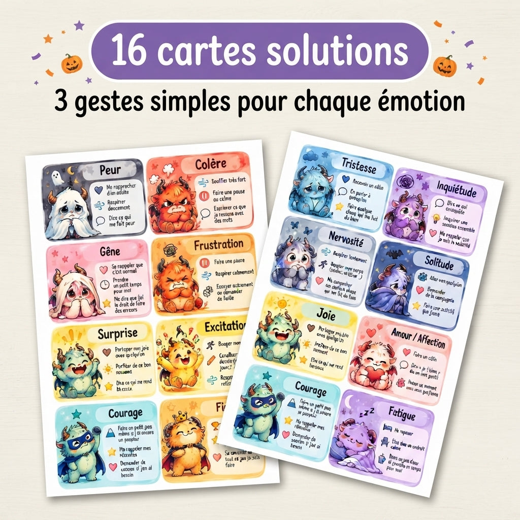 Jeu des Dragons-Émotions Halloween – Associe, Respire, Apaise | PDF à imprimer