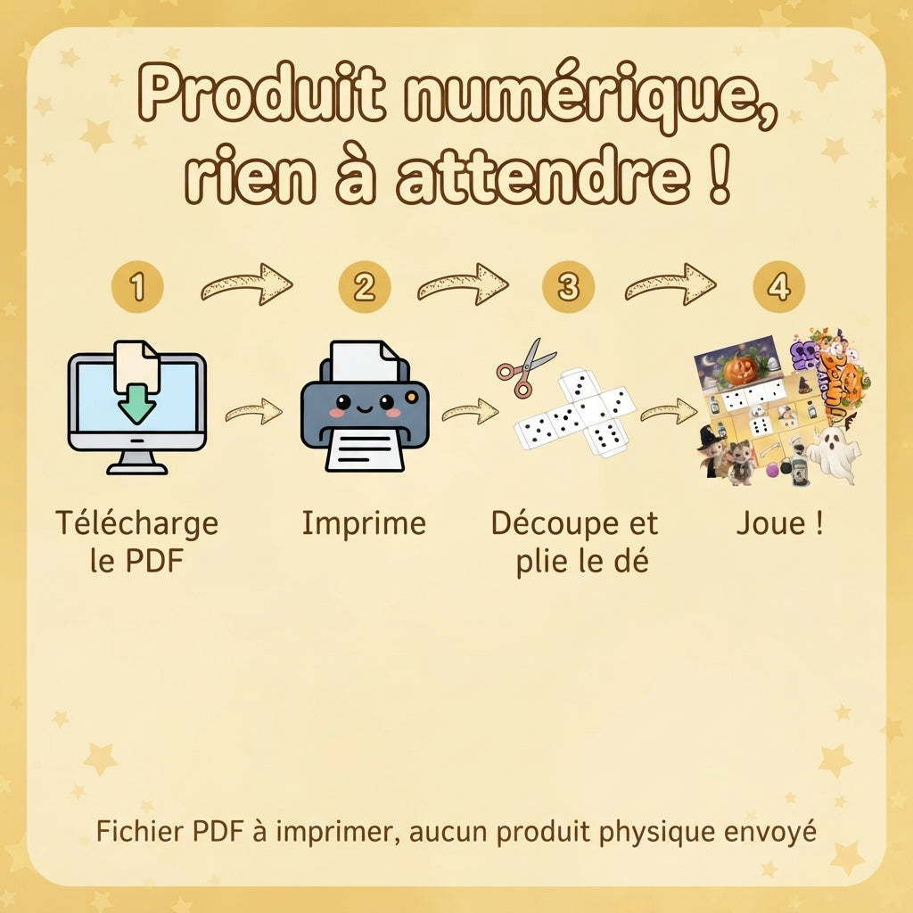 Bouh ! à la citrouille ! – Jeu de plateau Halloween pour enfants, 2 à 4 joueurs – PDF à imprimer