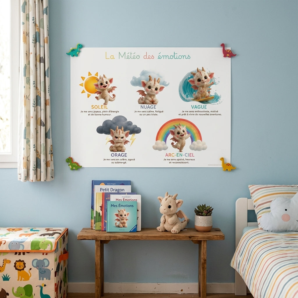 🌈 Poster « La Météo des Émotions » – Avec nos adorables dragons ! 🐉✨