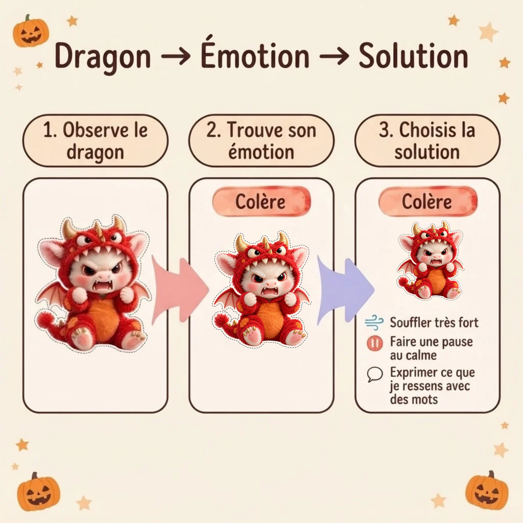 Jeu des Dragons-Émotions Halloween – Associe, Respire, Apaise | PDF à imprimer