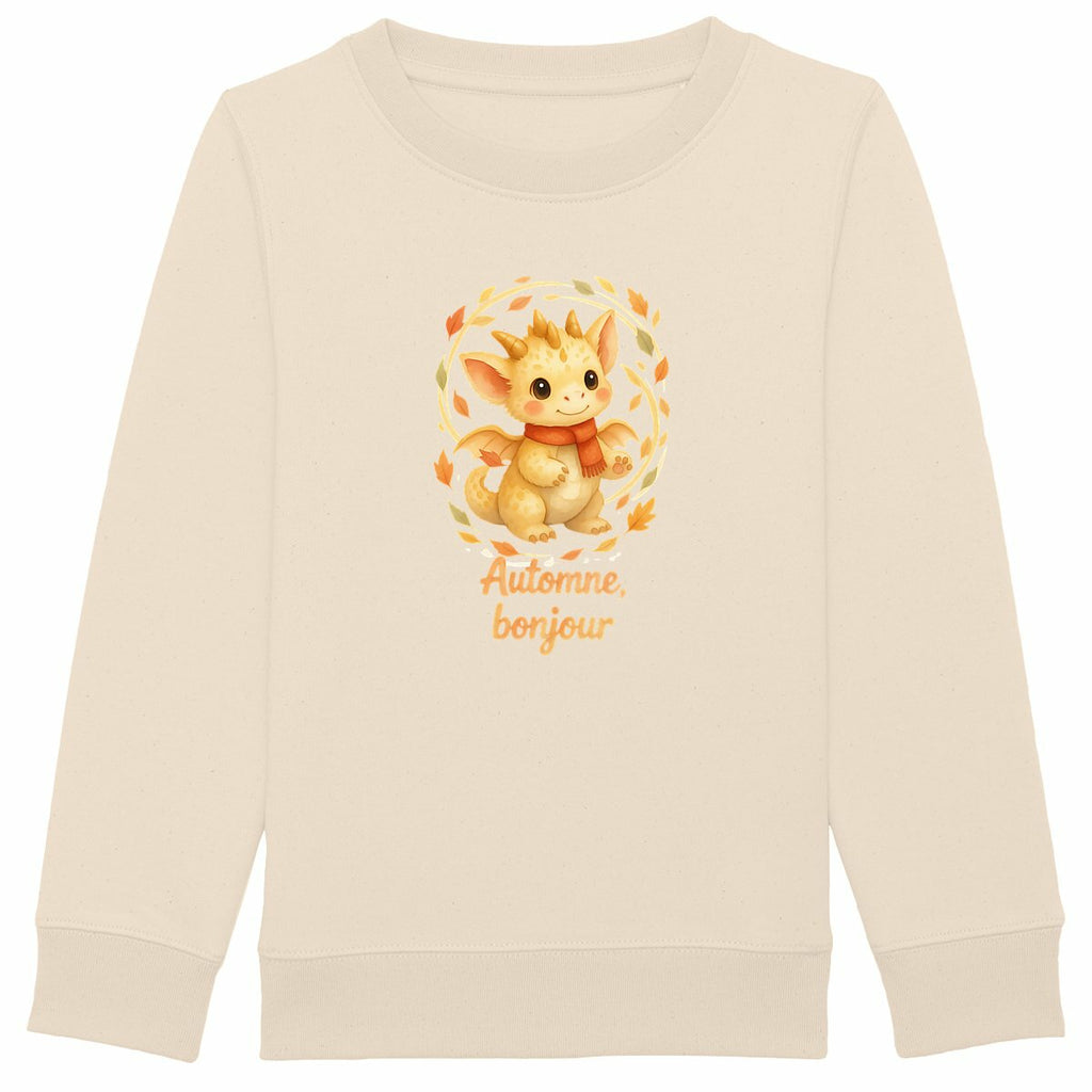 Sweat-shirt Epais Enfant Automne Bonjour avec Dragon - face_ivoire