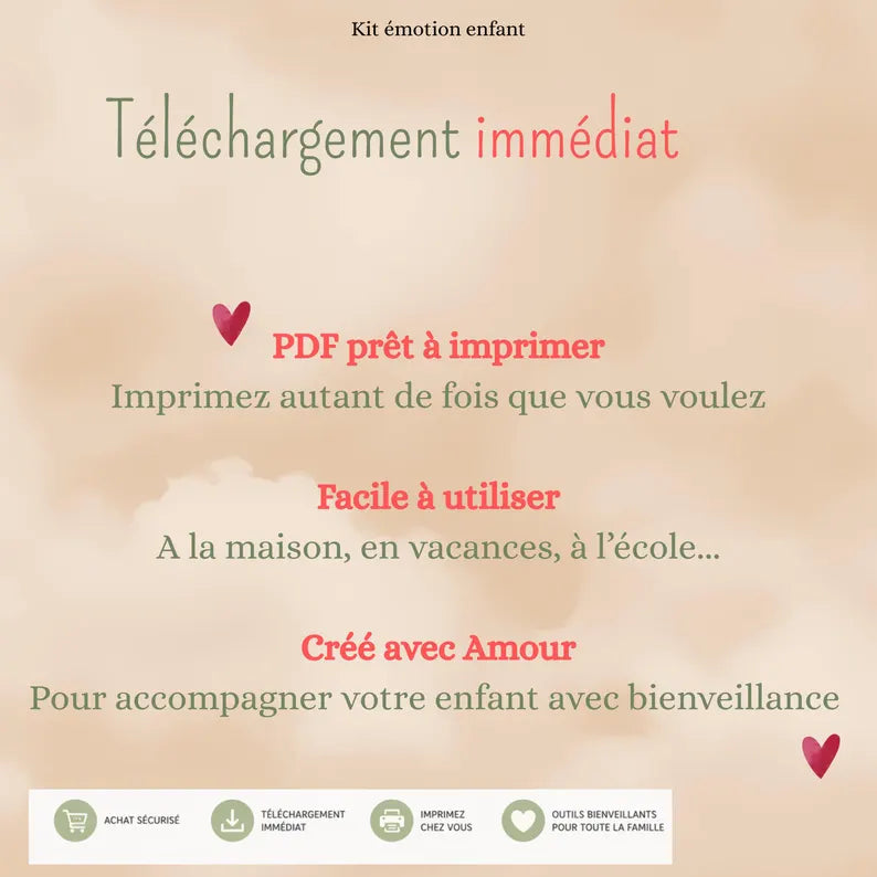 Kit émotions enfant printable | Gérer colère enfant | Cartes émotions | Coin calme | Outils parents bienveillants