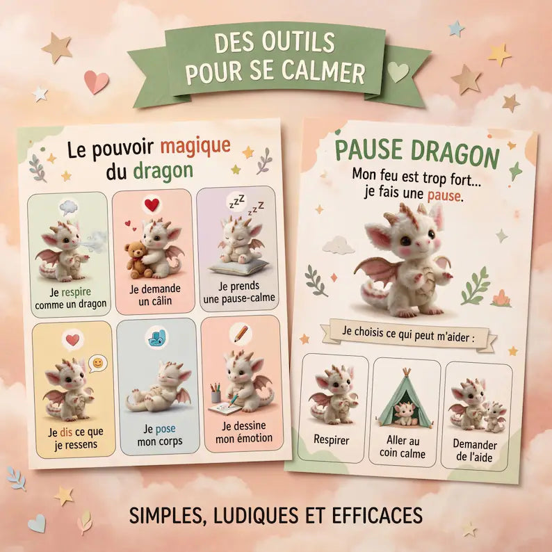 Routine enfant PDF | Tableau routine enfant | Gestion émotions enfant | Routine matin soir | Petit dragon | Printable routine enfant