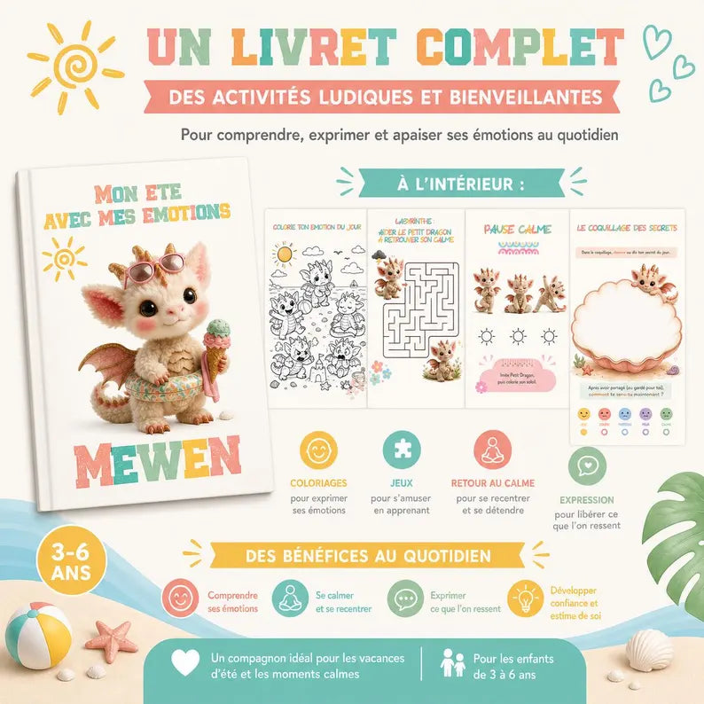 Kids' Summer Emotions Booklet PDF – Ages 3-6 | Educational Preschool Activities | Emotion Management | Children's Summer Workbook