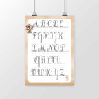 Poster Éducatif Majuscules Cursives avec Lignes Seyes – Apprentissage de l'Écriture & Call - portrait